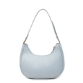 Bolso de hombro media luna azul claro en cuero sintético con cremallera y hebilla de metal - Azul