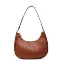 Minimalist brown crescent hobo bag in smooth faux leather with gold-tone hardware - Brown