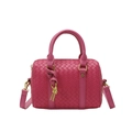 Sac Boston tissé rose fuchsia avec poignées et bandoulière amovible réglable - Rose Rouge