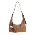 Sac hobo marron en similicuir avec porte-clés décoratif de baseball et de batte - Sans Pendentif / Marron