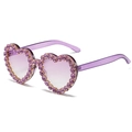 Lunettes de soleil cœur chic ornées de strass violets et de verres teintés - Standard (TVA 13 % incl.) verres dégradés violets et strass violets
