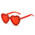 Lunettes de soleil cœur rouges avec strass scintillants pour accessoires de fête - Standard (TVA 13 % incl.) verres rouges et strass rouges