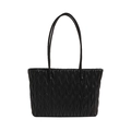 Grand sac fourre-tout noir en cuir matelassé avec double bandoulière au style élégant - Noir