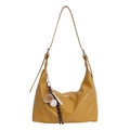 Ginger yellow faux leather hobo bag with baseball charms and silver zipper details - With Pendant / Yellow