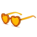 Lunettes de soleil cœur jaunes avec strass orange brillants et verres teintés - Standard (TVA 13 % incl.) verres oranges et strass oranges