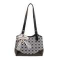 Bolso bajo el brazo de cuadros con bordado de mariposa y colgante de corazón - Negro Con Colgante
