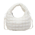 Borsa a nuvola trapuntata bianca con manico integrato e tracolla bianca coordinata - Bianco Sporco