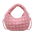 Borsa a nuvola trapuntata rosa con finitura imbottita e tracolla rimovibile - Rosa