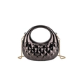 Sac bandoulière chic en acrylique gris métallisé avec poignée ronde et chaîne dorée - Noir