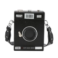 Creative black vintage camera shaped shoulder bag with textured faux leather and strap - Black