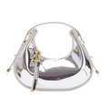 Mini borsa a mezzaluna argento specchiato con borchie dorate metalliche cool - Argento