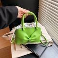 Sac à main vert herbe avec nœud papillon, doublure à cordon et bandoulière réglable - Vert