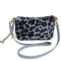 Sac bandoulière en peluche léopard bleu avec fausse fourrure et chaîne dorée chic - Marron