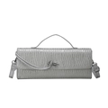 Elegante borsa a mano in paillettes argento con trama ondulata e chiusura a nodo - Motivo Ondulato (5)