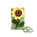 Grüne Häkel-Umhängetasche mit handgefertigtem Sonnenblumenmuster für Damen - Grün