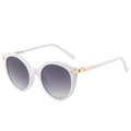 Fashionable white round frame sunglasses with grey gradient lenses and gold accents - White Frame with Double Grey Lenses (Incl. 13% VAT)