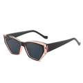 Occhiali da sole moderni cat eye con montatura a doppio strato nero e rosa - Montatura Nero Rosa Lenti Grigio Nero