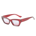 Occhiali da sole rossi a occhi di gatto per donna con lenti sfumate blu e rosa alla moda - Montatura Rossa Lente Blu Rosa