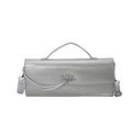 Silberne Handtasche mit Schlangenhaut-Prägung, Metalleffekt und elegantem Drehverschluss - Schlangenprägung