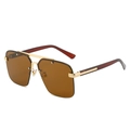 Fashion aviator sunglasses with gold metal frame and brown lenses for women - Gold Frame Brown Lens