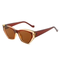 Cat eye sunglasses in amber brown and burgundy gradient frames with dark brown lenses - Tea Frame Tea Lens