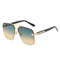 Fashion aviator sunglasses with gold metal double bridge and orange gradient lenses - Gold Frame Green Yellow Lens