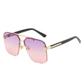 Modern oversized rimless sunglasses with purple to pink gradient lenses and gold bridge - Gold Frame Purple Pink Lens