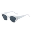 Retro white cat-eye sunglasses with thick geometric frames and dark black lenses - White Frame Gray Lens