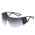 Cyberpunk one-piece oversized sunglasses with futuristic matte black wrap frame - Black Frame Double Gray Lens