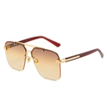 Fashionable double bridge square oversized sunglasses with gold metal frame and gradient lenses - Gold Frame Gradient Tea Lens