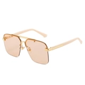 Chic oversized peach gradient sunglasses with gold metal bridge and beige acetate temples - Beige White Frame Light Pink Lens