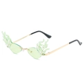 Y2K flame-shaped rimless sunglasses with green lenses and decorative pearls - Standard Gold Frame Green Lenses (Incl. 13% VAT)