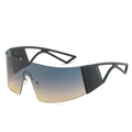Gafas de sol cyberpunk de pantalla grande con lentes degradadas azul-amarillo y montura - Marco Negro Lentes Verde Amarillo
