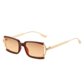 Retro square sunglasses with dark brown frames and yellow gradient lenses on white background - Tea Frame Tea Lens