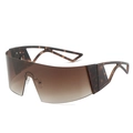 Y2K futuristic oversized sunglasses with brown gradient lenses and tortoiseshell frame - Leopard Frame / Tea Lens
