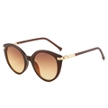 Fashionable round sunglasses in brown frames with gold hardware and gradient lenses - Tea Frame Gradient Tea Lens