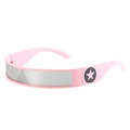 Lunettes de soleil futuristes roses à écran argenté avec détails d'étoiles roses - Monture Rose Miroir Argent