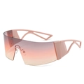 Gafas cyberpunk envolventes con lentes degradadas rosa naranja y patillas con huecos - Montura Rosa Lentes Rosa Púrpura