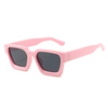 Pink oversized square frame sunglasses with dark lenses shown in a stylish side view angle - Standard (Incl. 13% VAT) Pink Frame with Grey Lenses
