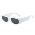 Retro small rectangle sunglasses with white frames and dark lenses for women - White Frame Gray Lens