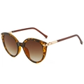 Stylish round tortoiseshell sunglasses with dark brown gradient lenses and gold accents - Standard (Incl. 13% VAT) Leopard Frame & Double Tea Lenses