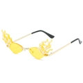 Avant-garde flame-shaped sunglasses with yellow lenses and white pearl embellishments - Standard Gold Frame Yellow Lenses (Incl. 13% VAT)