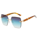 Frameless sunglasses with blue-purple gradient lenses and tortoiseshell temples - Gold Frame Grey Green Lens