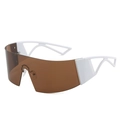 Gafas de sol futuristas de pantalla grande con lente marrón y montura blanca - Montura blanca Lente marrón