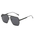 Lunettes de soleil aviateur pour femme avec monture double pont noire et verres gris - Monture Noire Verres Gris