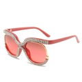 Occhiali da sole rossi oversize da donna con dettagli in strass di lusso brillanti - Montatura Rosa Lenti Tè Rosso
