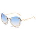 Lunettes de soleil nuage sans monture avec verres dégradés bleu clair et cadre doré - Monture Dorée Verre Dégradé Bleu