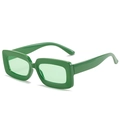 Green rectangle sunglasses with retro jelly color frames for women beach fashion wear - Grass Green Frame Green Lens