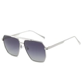 Lunettes de soleil argentées à double pont avec verres dégradés gris et monture polygonale - Monture Argent Verres Double Gris