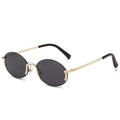 Lunettes de soleil ovales rétro avec monture dorée et verres gris foncé pour femmes stylées - Monture Dorée Verres Gris